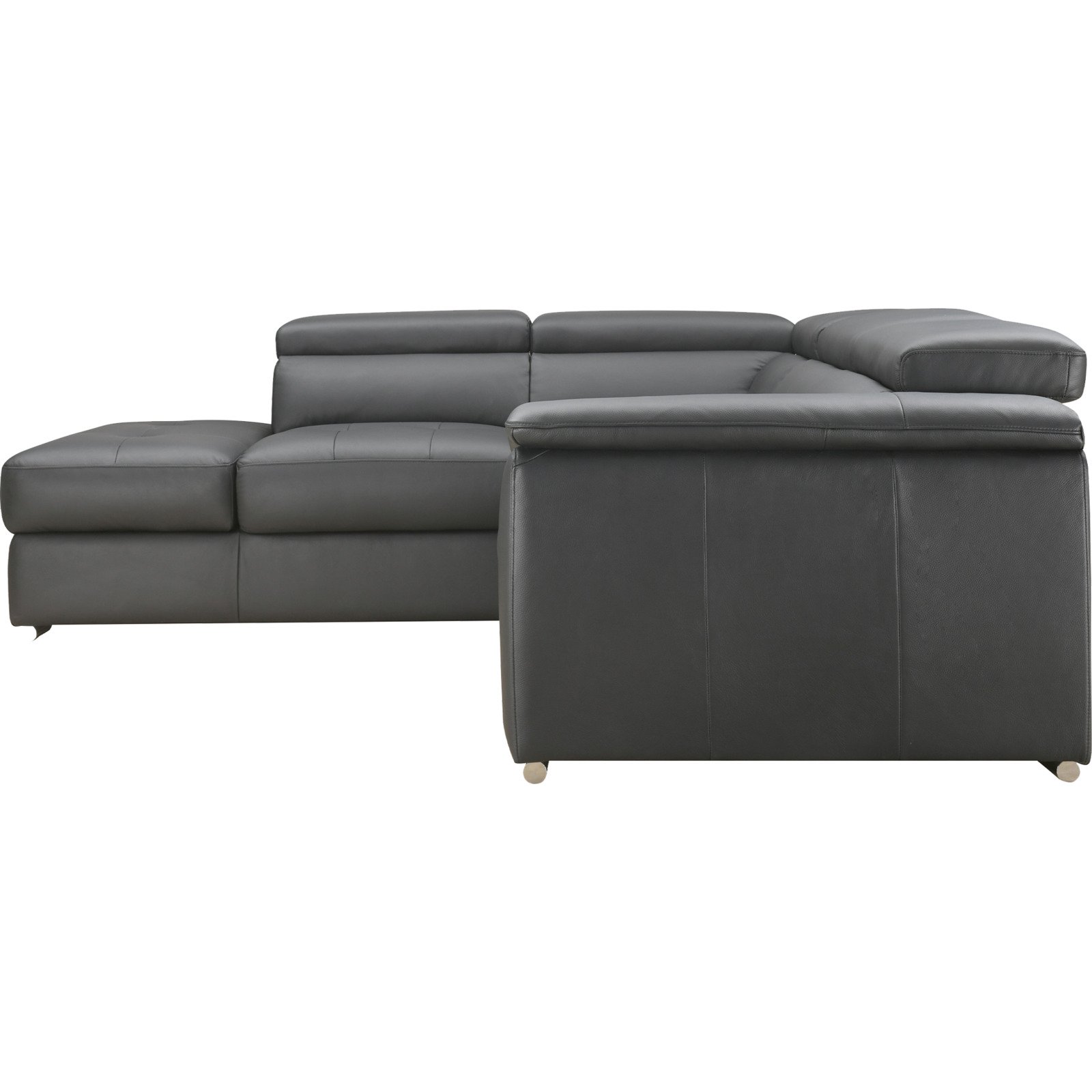 Ecksofa Miro, Spaltleder schwarz, Ottomane links