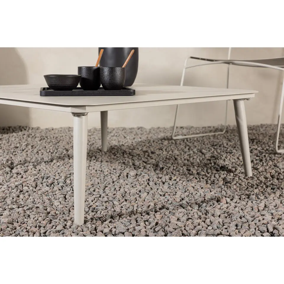 Salontafel Beige Aluminium - 90x90x34cm - Tafel Lina