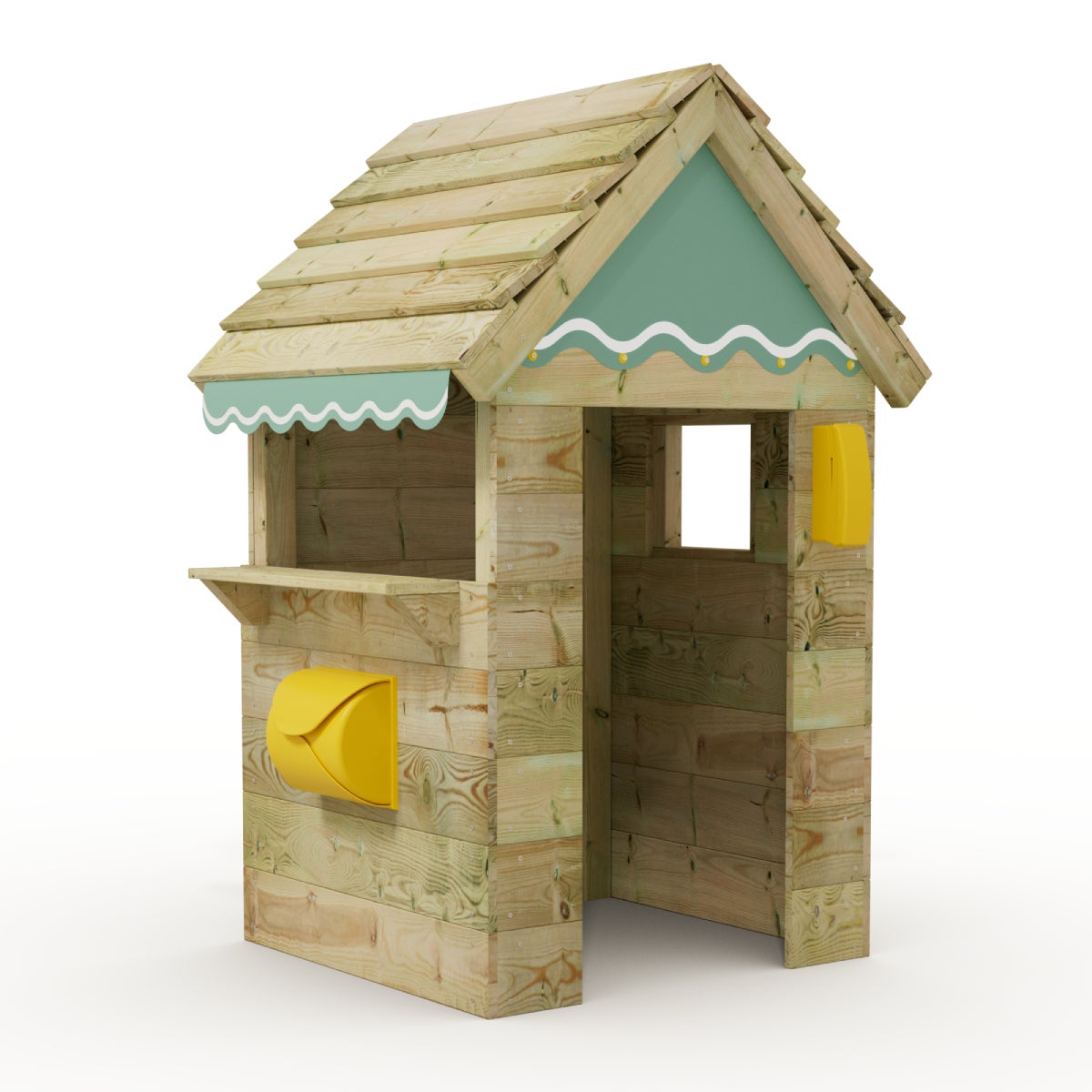 WICKEY Kinder Speelhuisje met Houten Dak en Raam - Pastelblauw