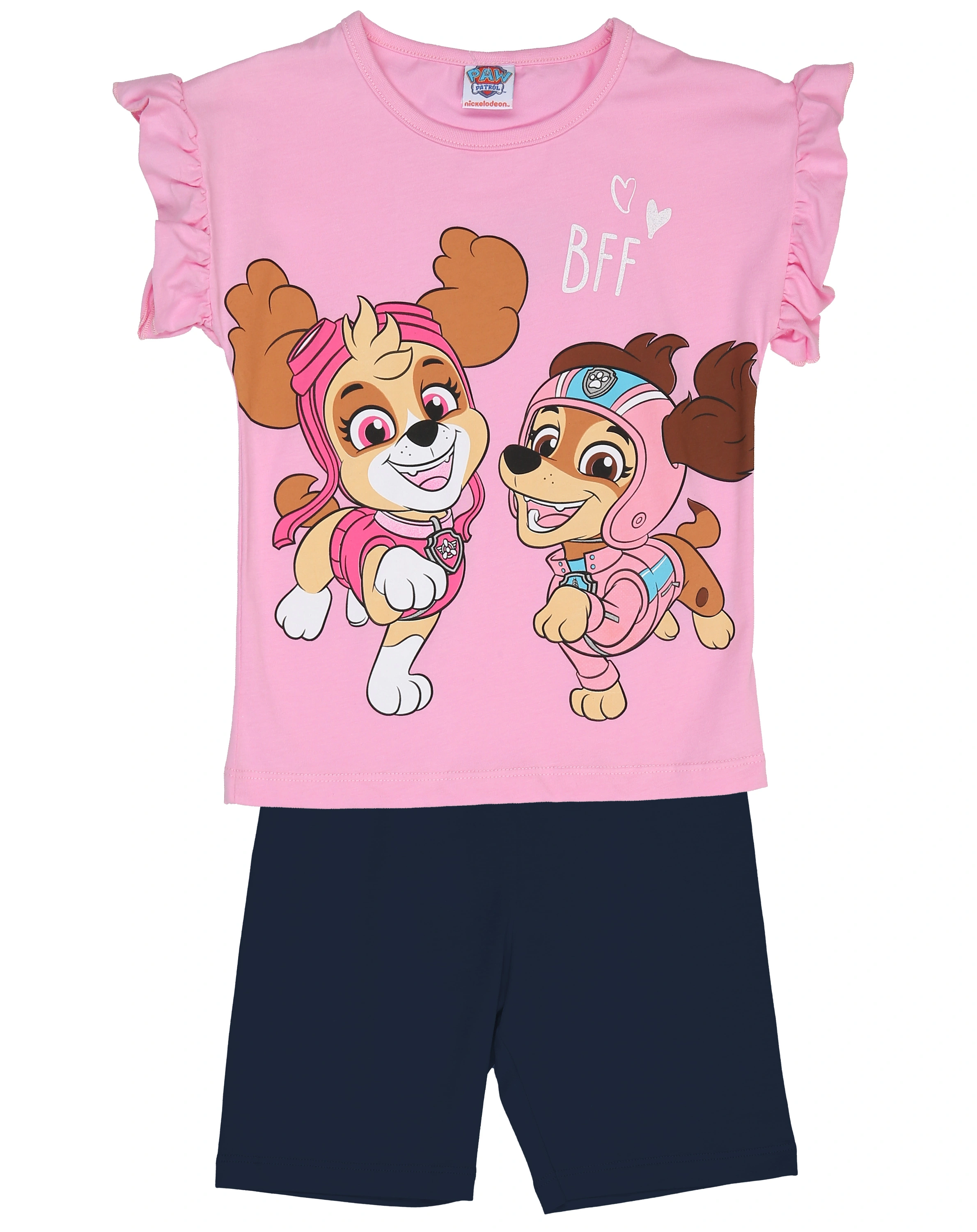 T-Shirt PAW PATROL inkl. Shorts in rosa/blau