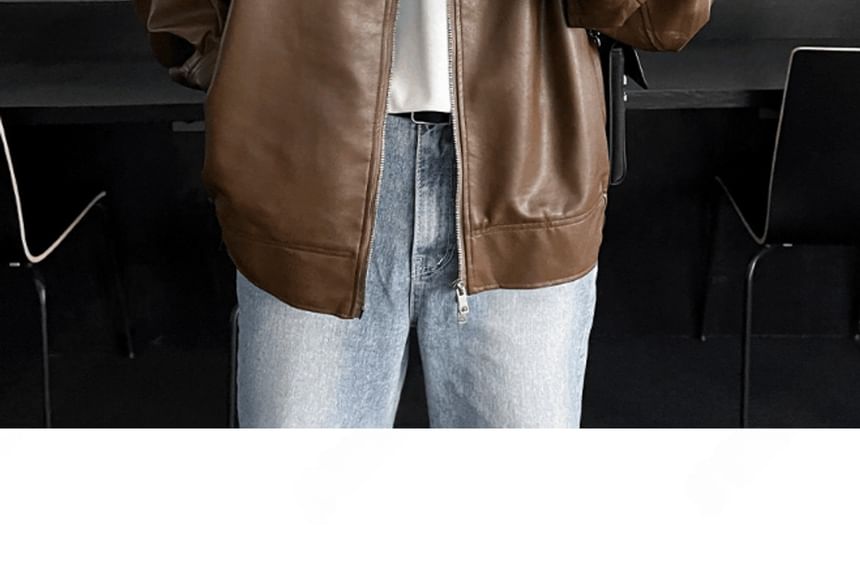 SeoulPop - Effen imitatieleren ritsjack