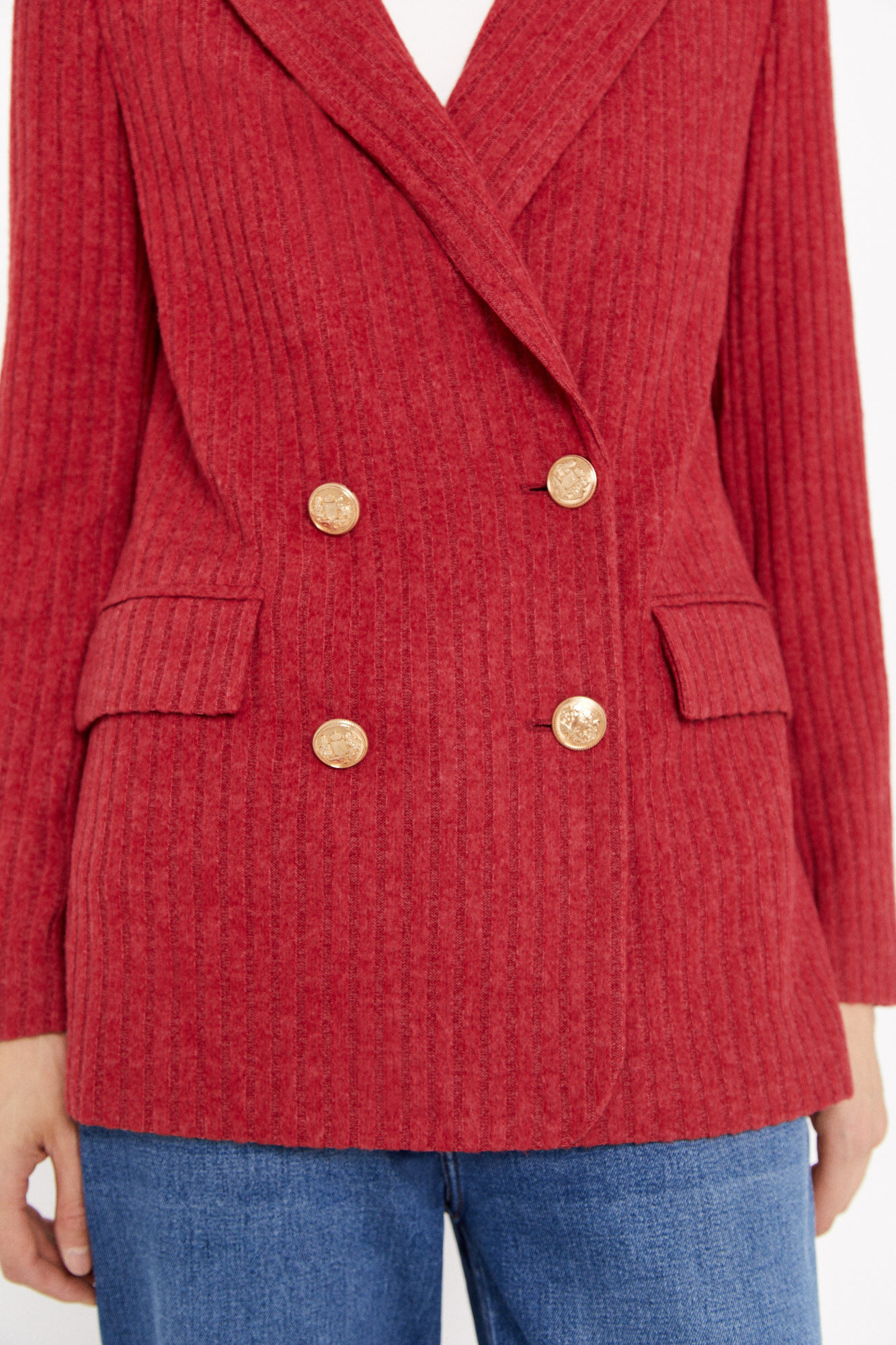 Blazer de malha com abotoamento duplo