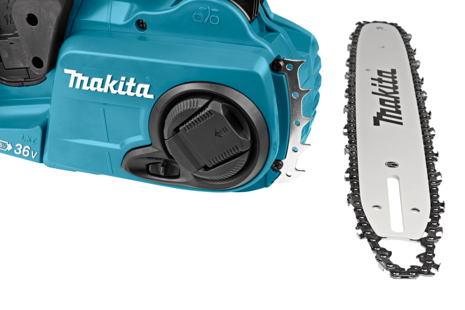 Makita DUC353PG4J 2x18V Li-Ion accu kettingzaag set (4x 6,0Ah) incl. Mbox - 35cm - koolborstelloos