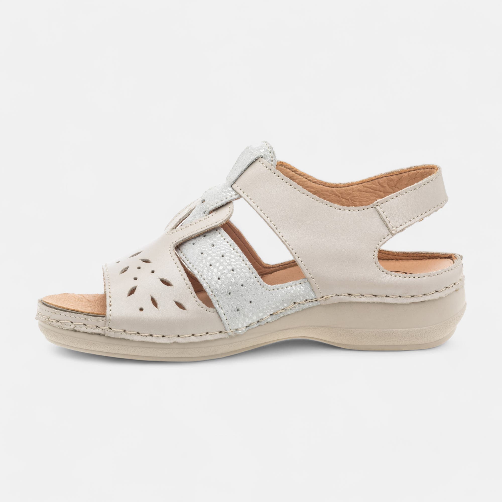 Nu-pieds confort Femme en cuir beige