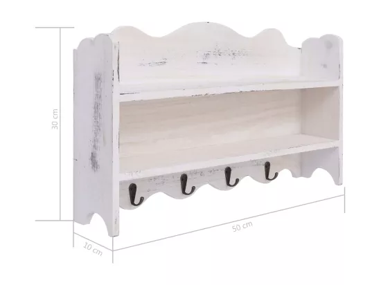 Porte-manteau mural Blanc 50x10x30 cm Bois