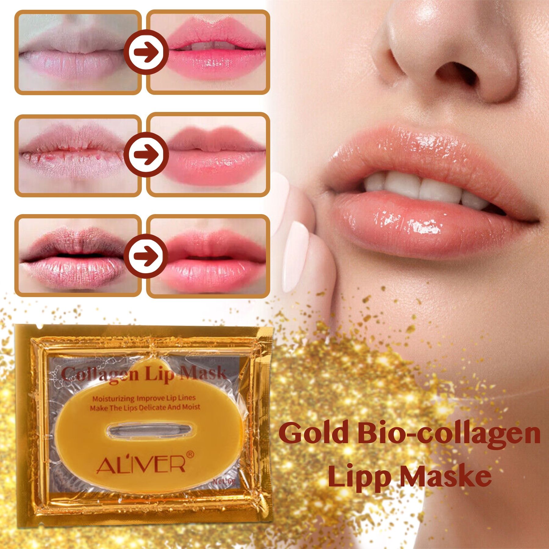 ALIVER Gesichtspflege Set Crystal Gold Masken