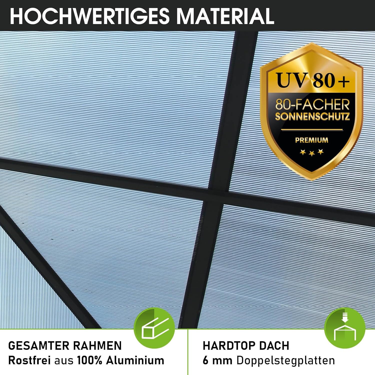 BRAST® Pavillon Aluminium Pagode 3,5x3,5m | viele Modelle & Farben | inkl. Moskitonetz + LED | festes Dach | wasserdicht | stabil | UV-Schutz | Dunkelgrau