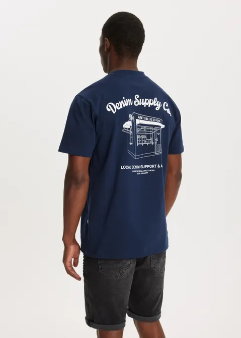 T-shirt met print denim blauw (BLW)