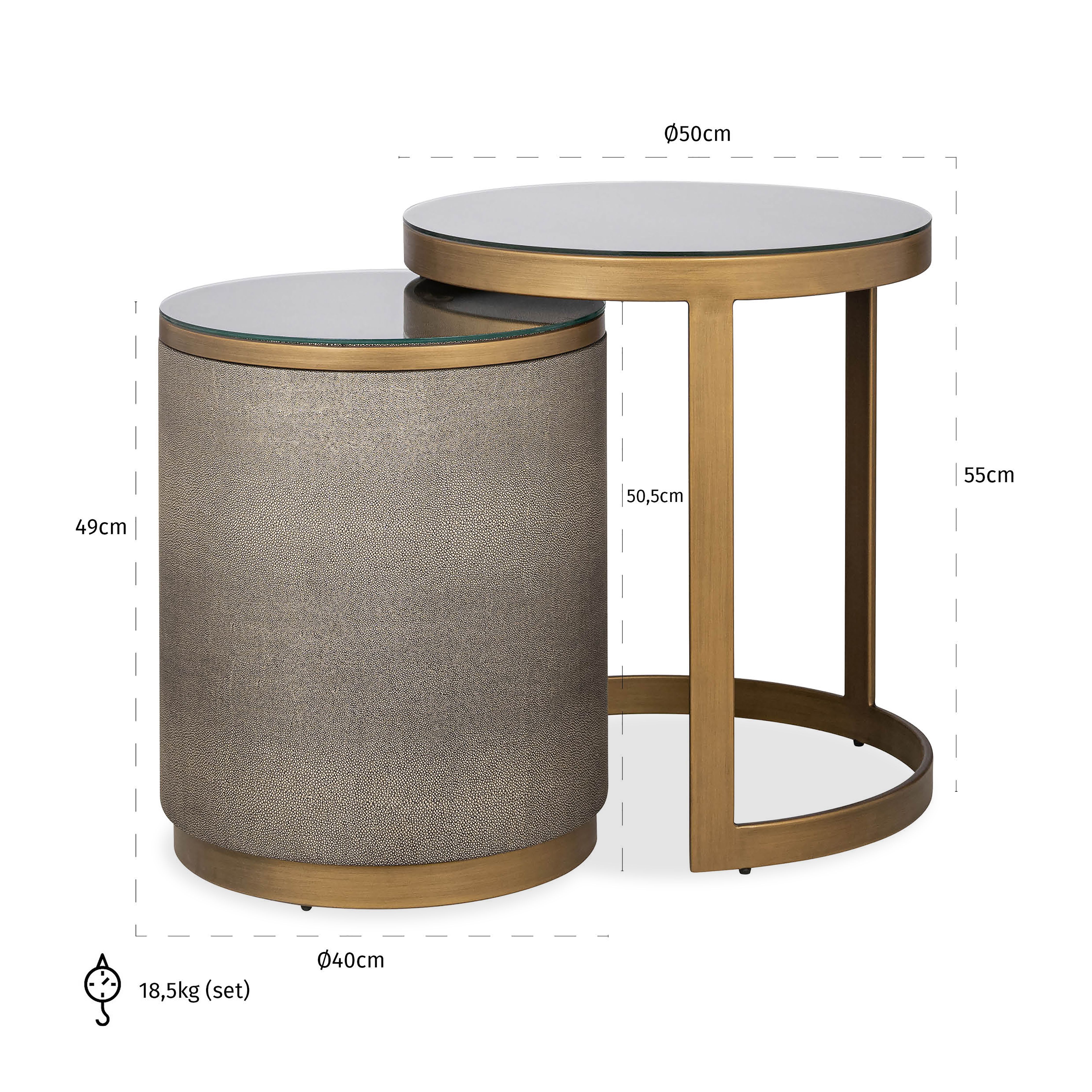 Bijzettafelset 212727 Bloomville ⌀50  x H55 cm