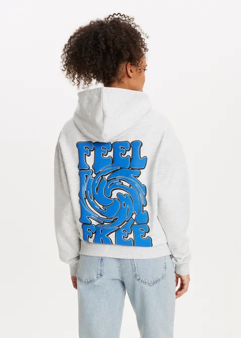 Hoodie met print feel good grijs (GRS.MEL)