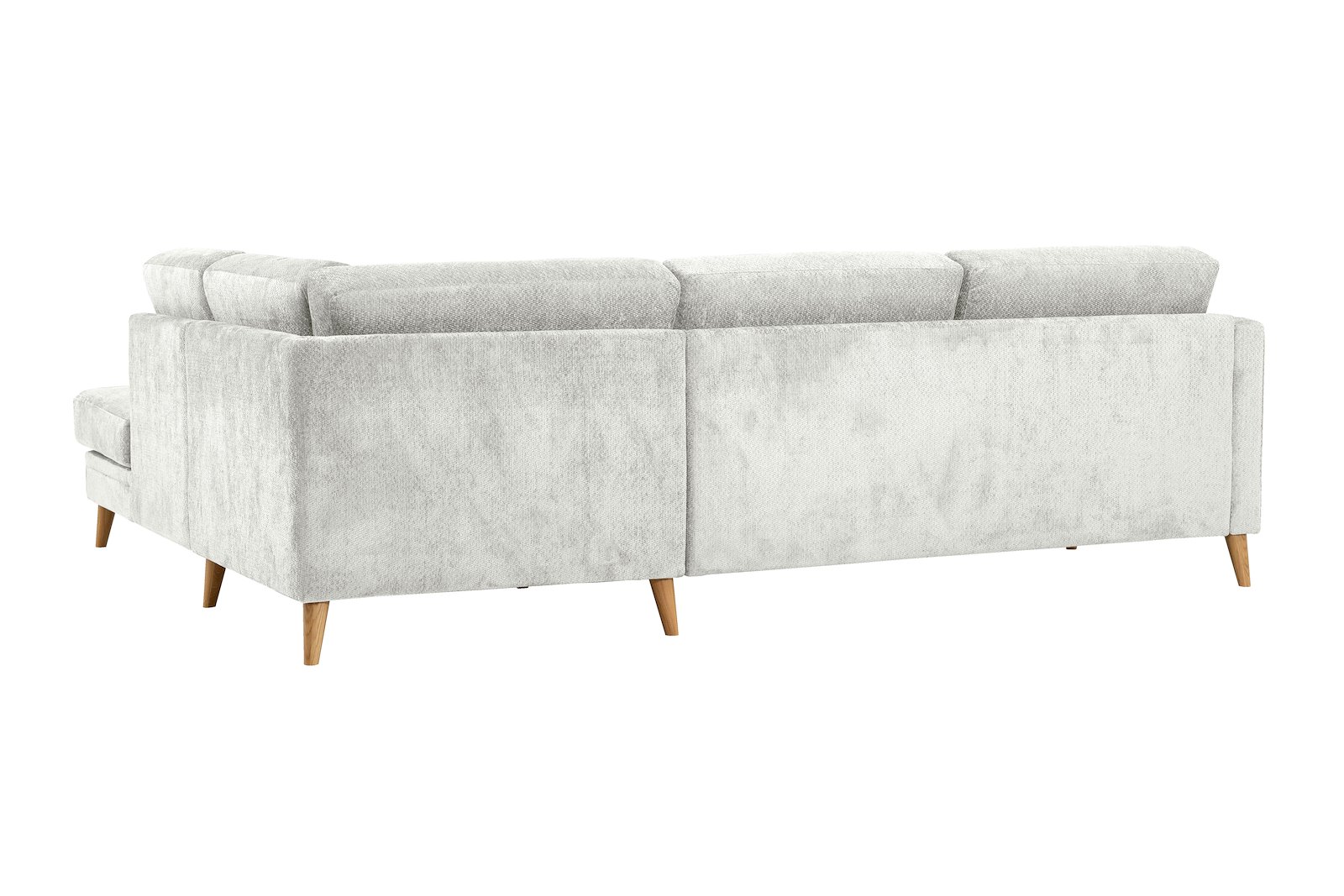 Eden hjørnesofa 2,5-seter med åpen ende høyre. Tekstil Movie 3/1 Light Grey med ben i eik natur (15137).