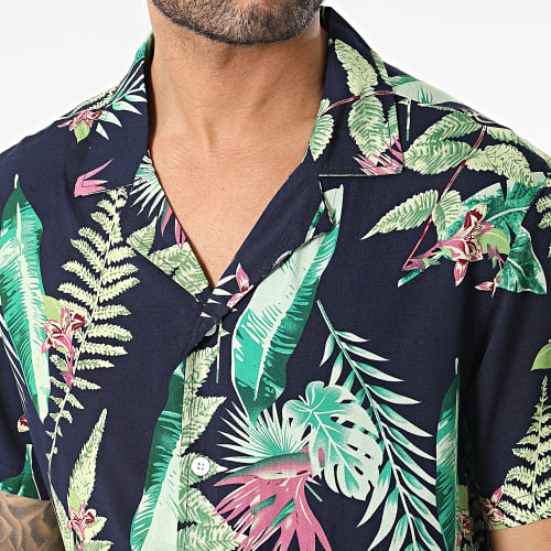 Chemise Manches Courtes Bleu Marine Floral