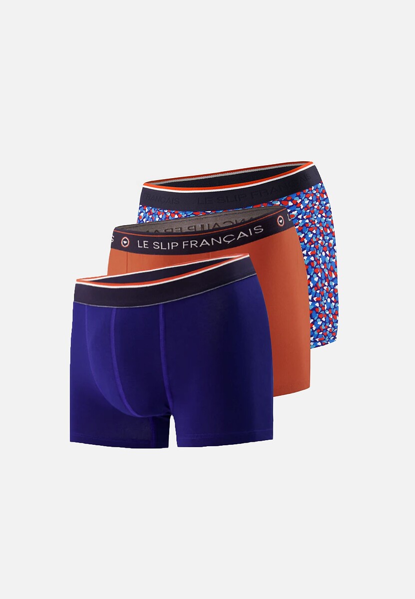 LE SLIP FRANCAIS<br>Conjunto de 3 cuecas boxer, 1 estampada e 2 lisas