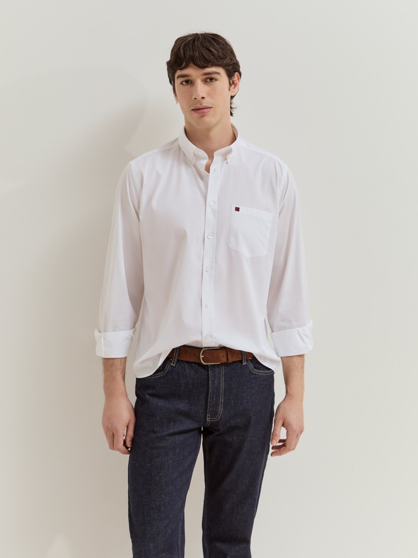 Camisa regular fit em algodão