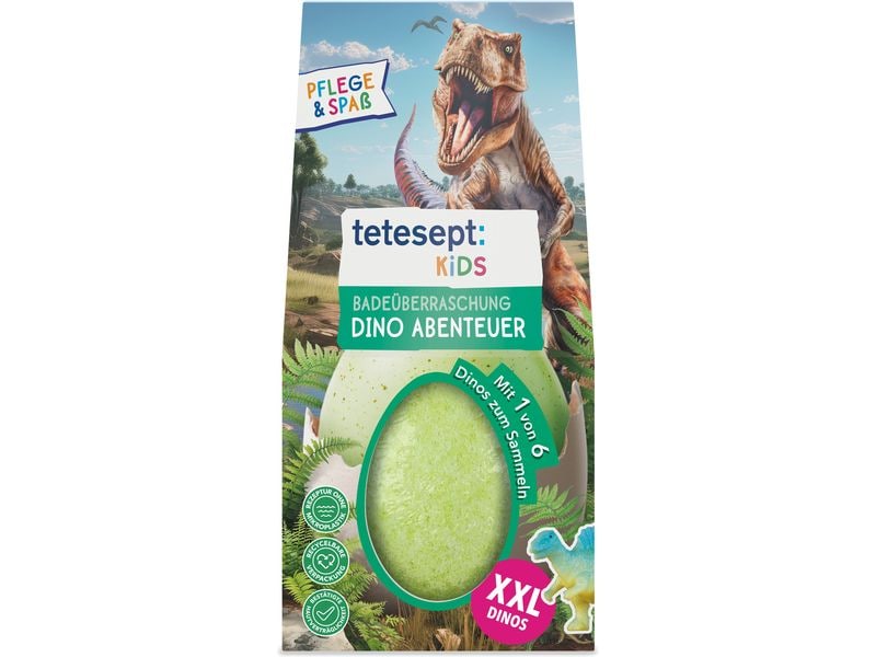 tetesept Kinder Badeüberraschung Dino 188 g Badespass für Kinder pflegend und bunt
