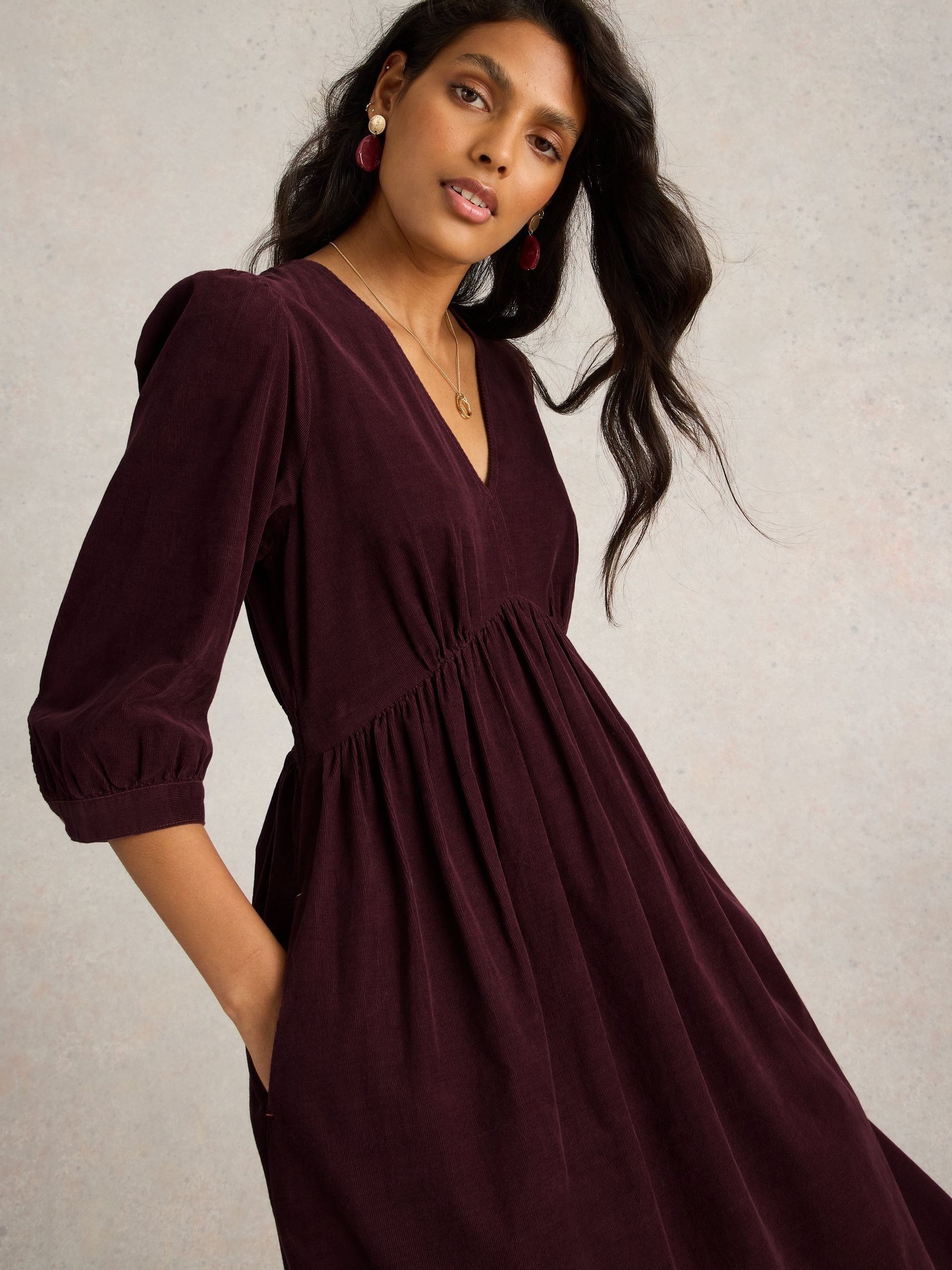 Marron - White Stuff Lucy corduroy jurk