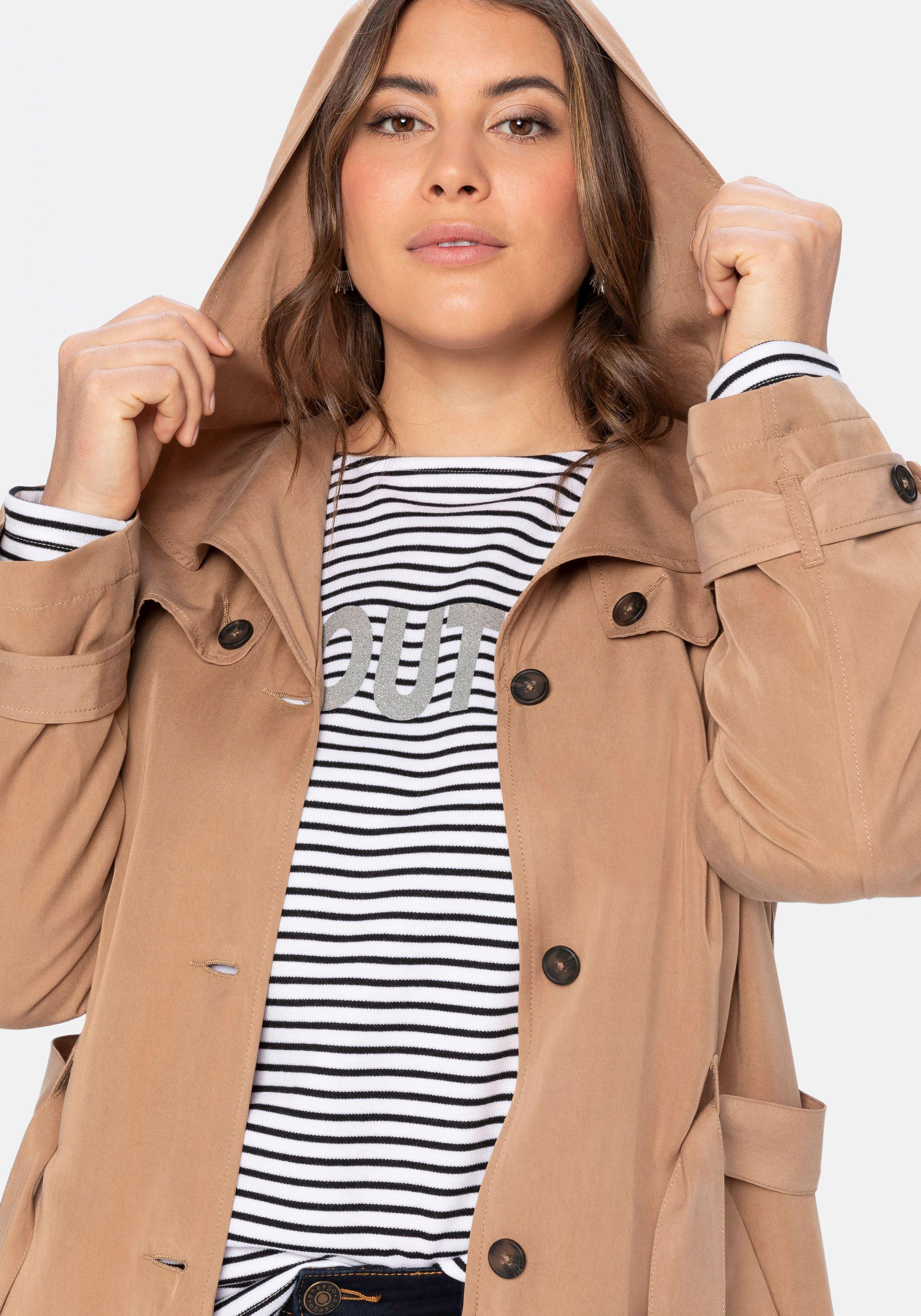 Trenchcoat mit Kapuze, aus TENCEL™ Lyocell