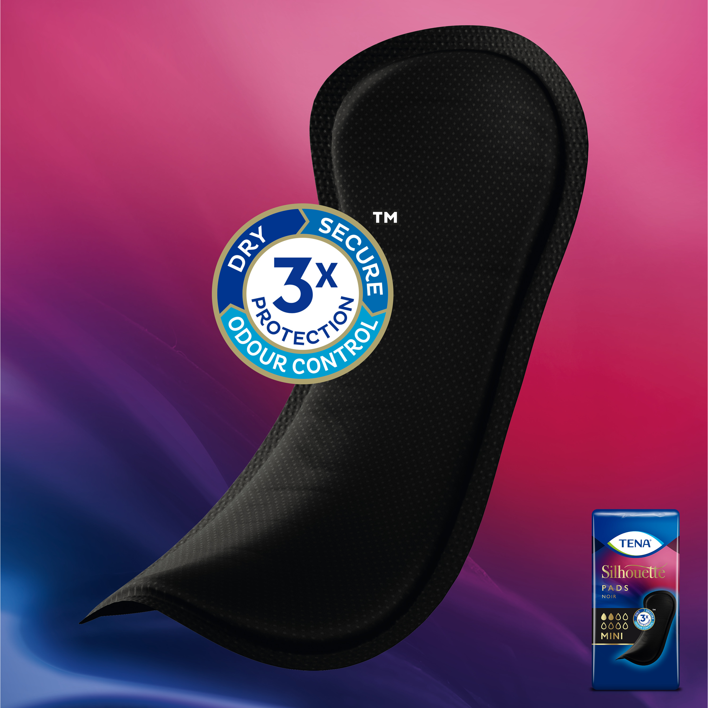 Tena Silhouette noir mini pad (18 stuks)