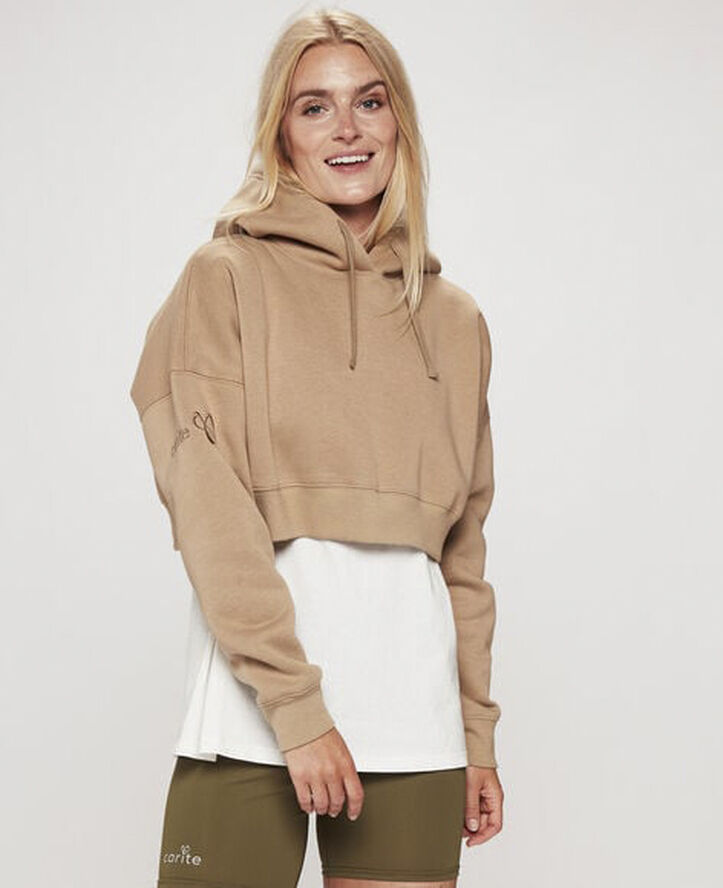 Carite Oversized Crop hættetrøje Brun