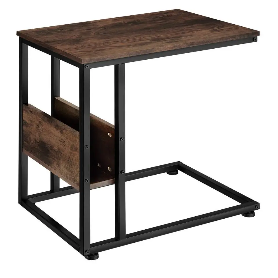tectake Bijzettafel Wigan 55x36,5x60cm, Industrieel Hout Donker, Rustiek