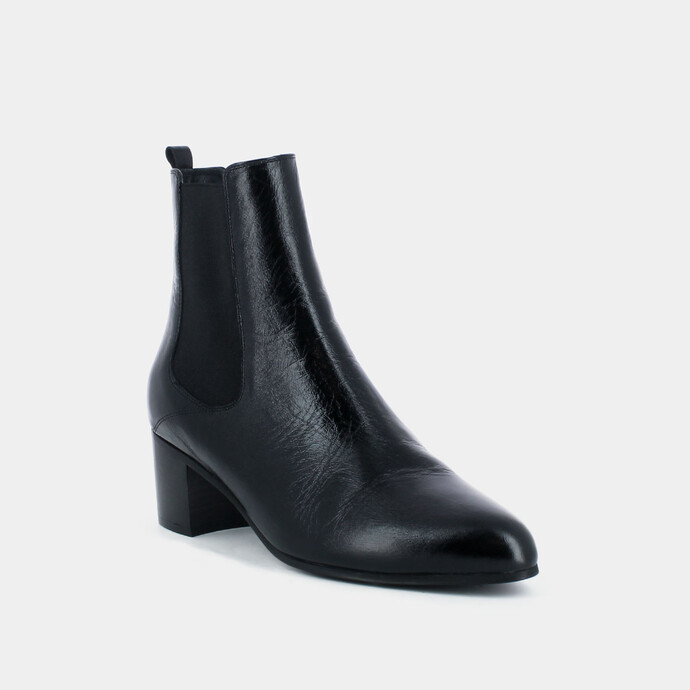 Bottines à talons  en cuir vieilli noir