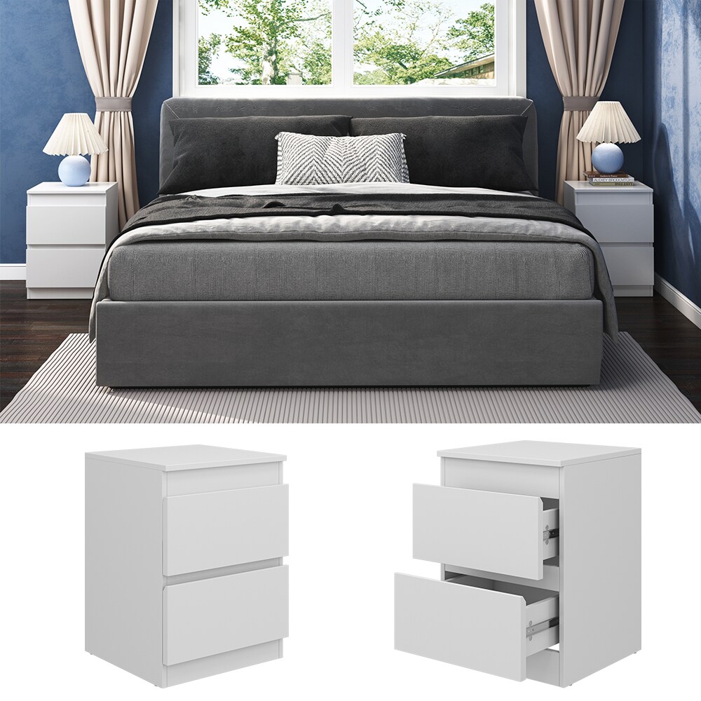 Vicco Nachtschrank Calisto Weiß 40 x 55 cm 2er-Set Schublade Kommode Schlafzimmer