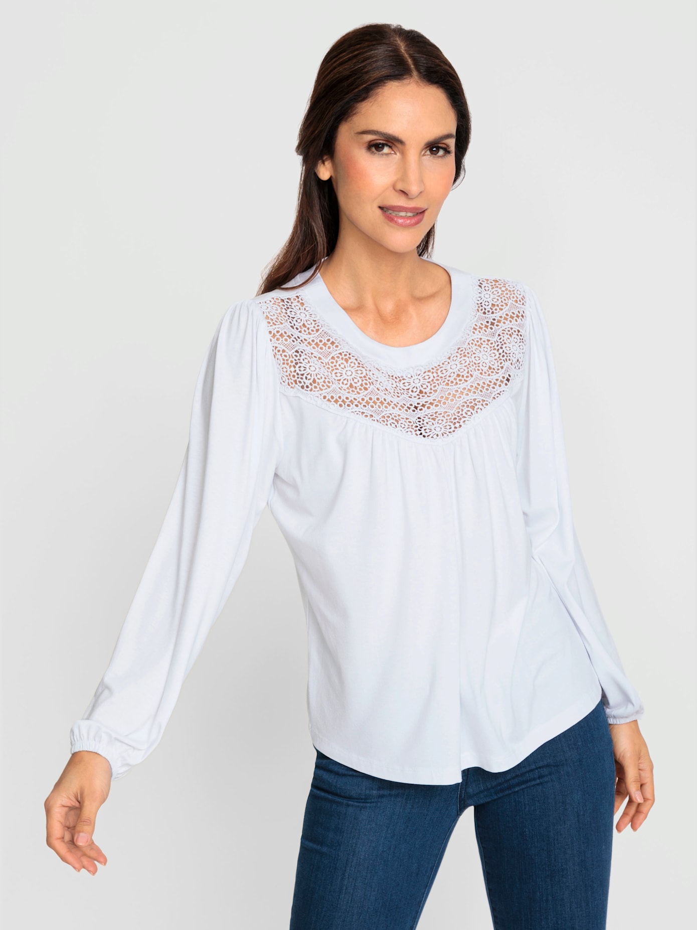 T-shirt empiècement en dentelle