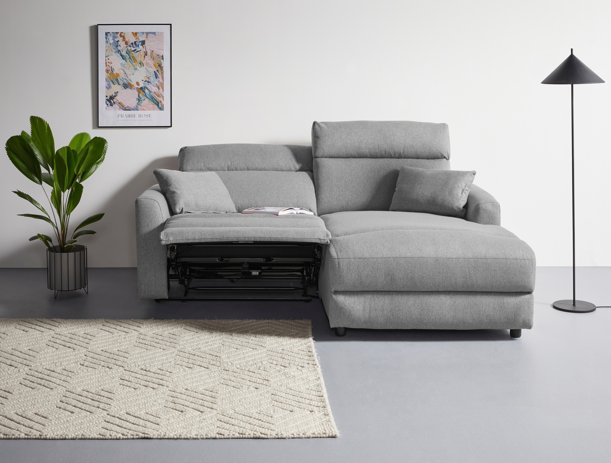 GOODproduct Ecksofa »JENNA, L-Form,  209cm, manuelle u. elektrische Funktion, mit USB A/C,« Liegefunktion 105°-150°, Federkern, Struktur fein