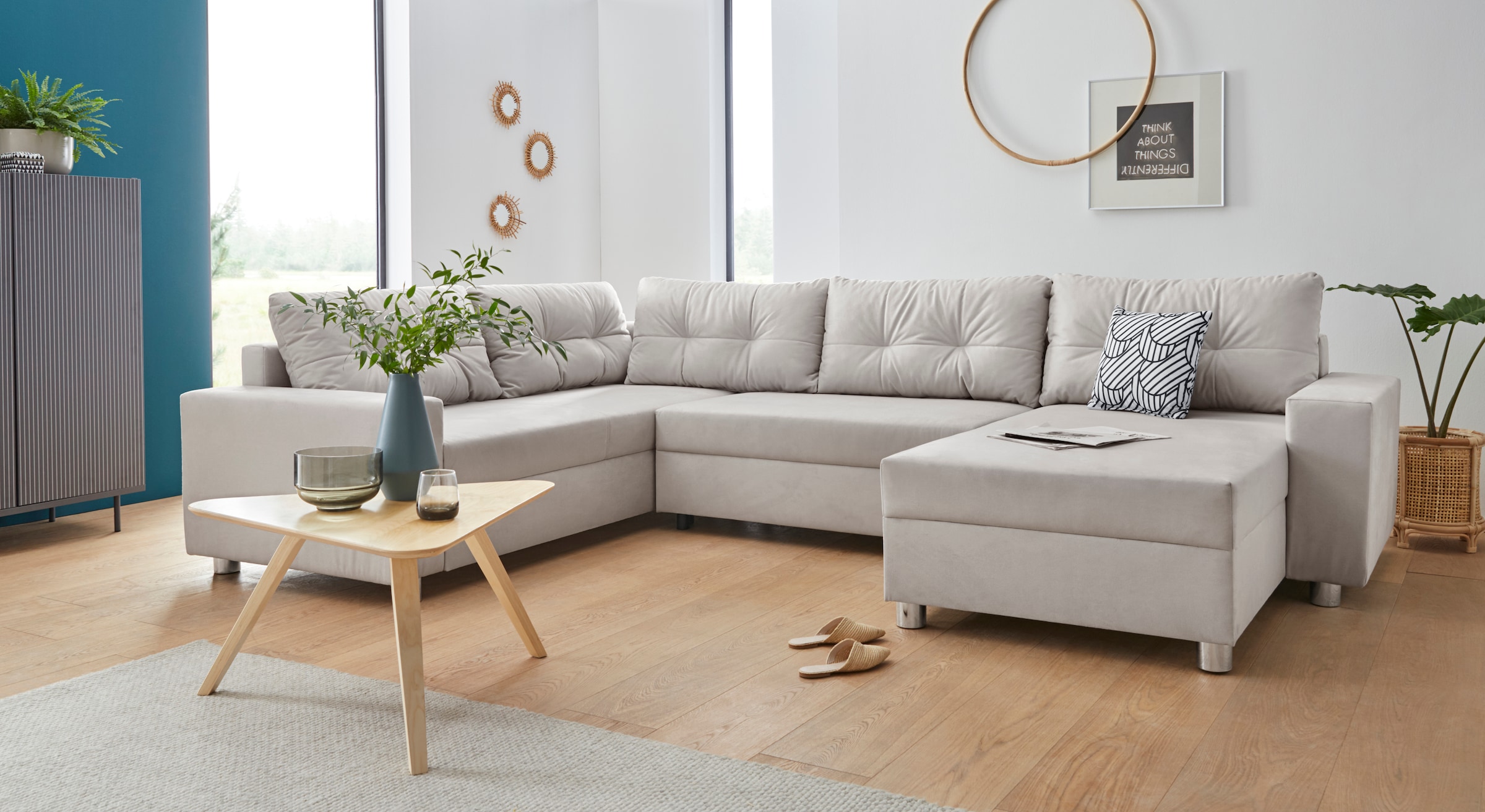 COLLECTION AB Wohnlandschaft »Paris U-Form« inklusive Federkern, wahlweise mit Bettfunktion und Bettkasten