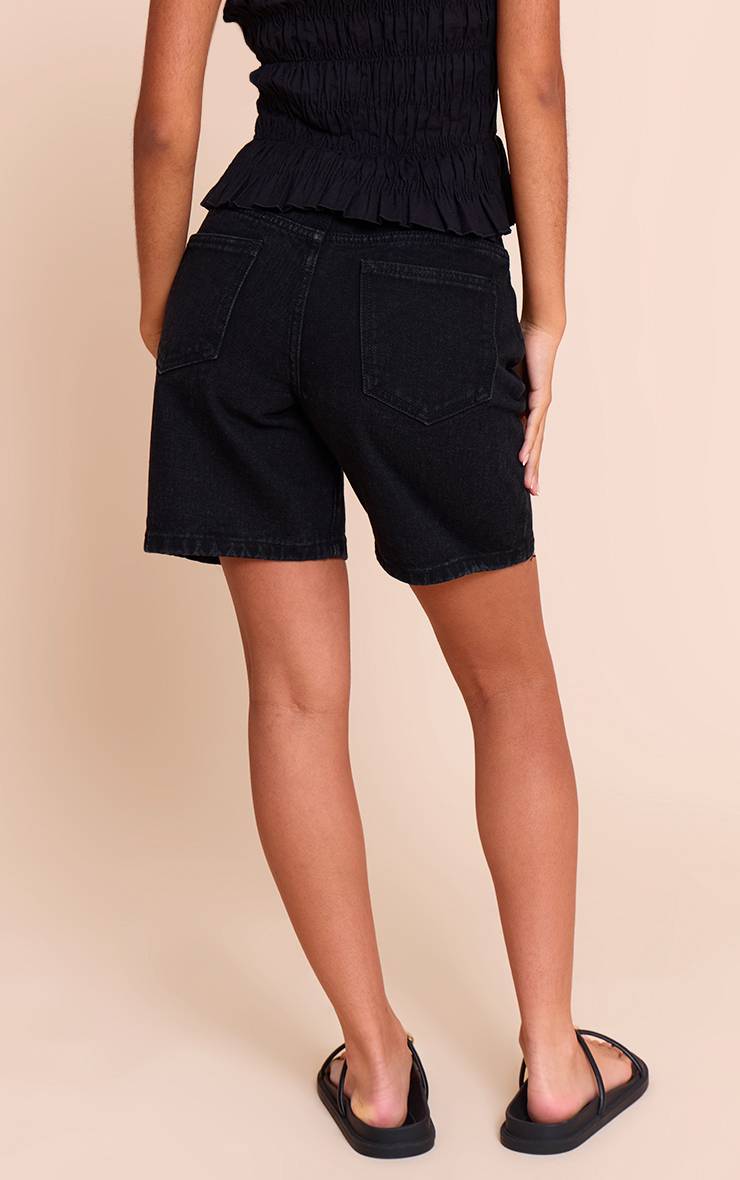 Noir Délavé Short Boyfriend Ample Taille Basse Petite