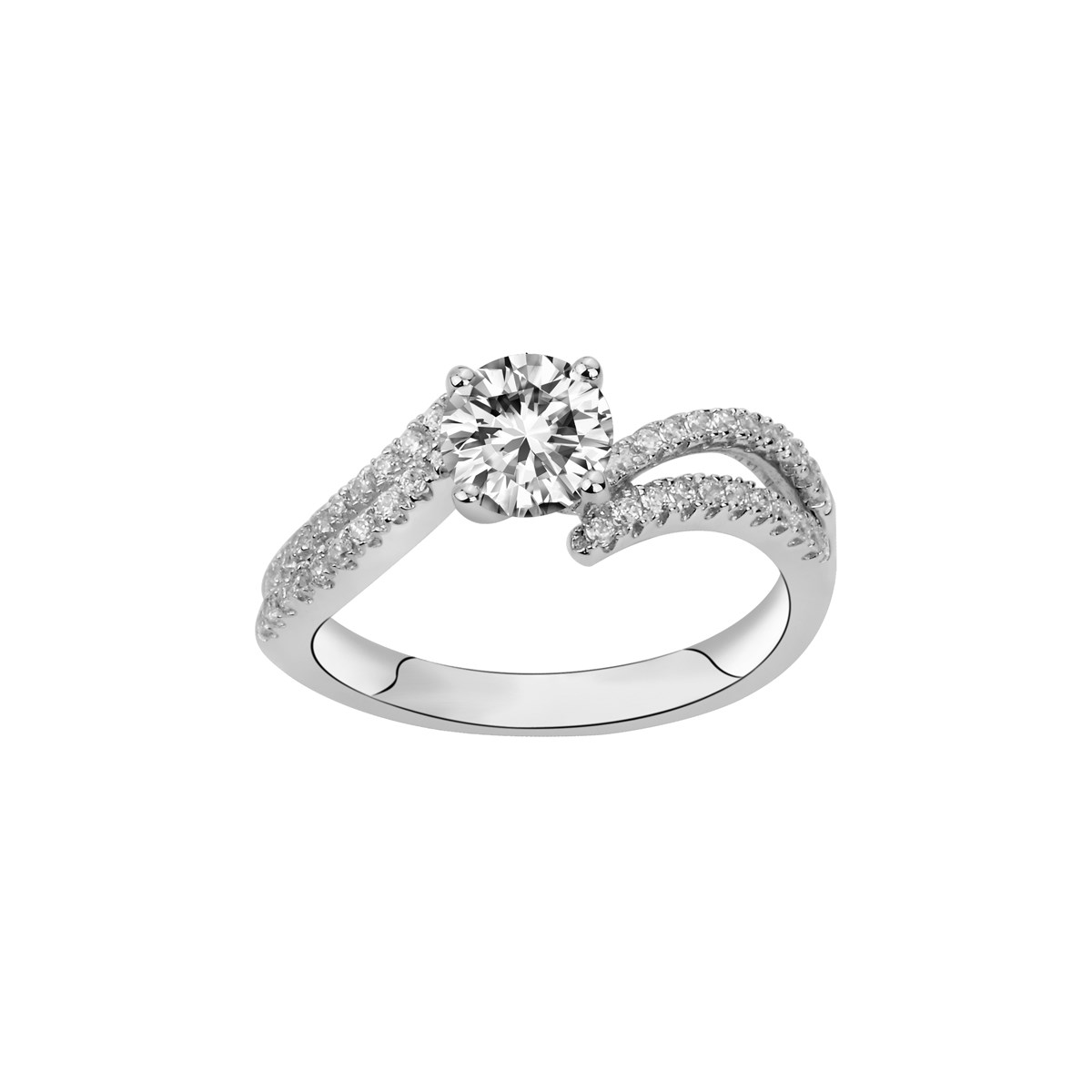 Bague de fiançailles en Argent avec oxyde de zirconium blanc