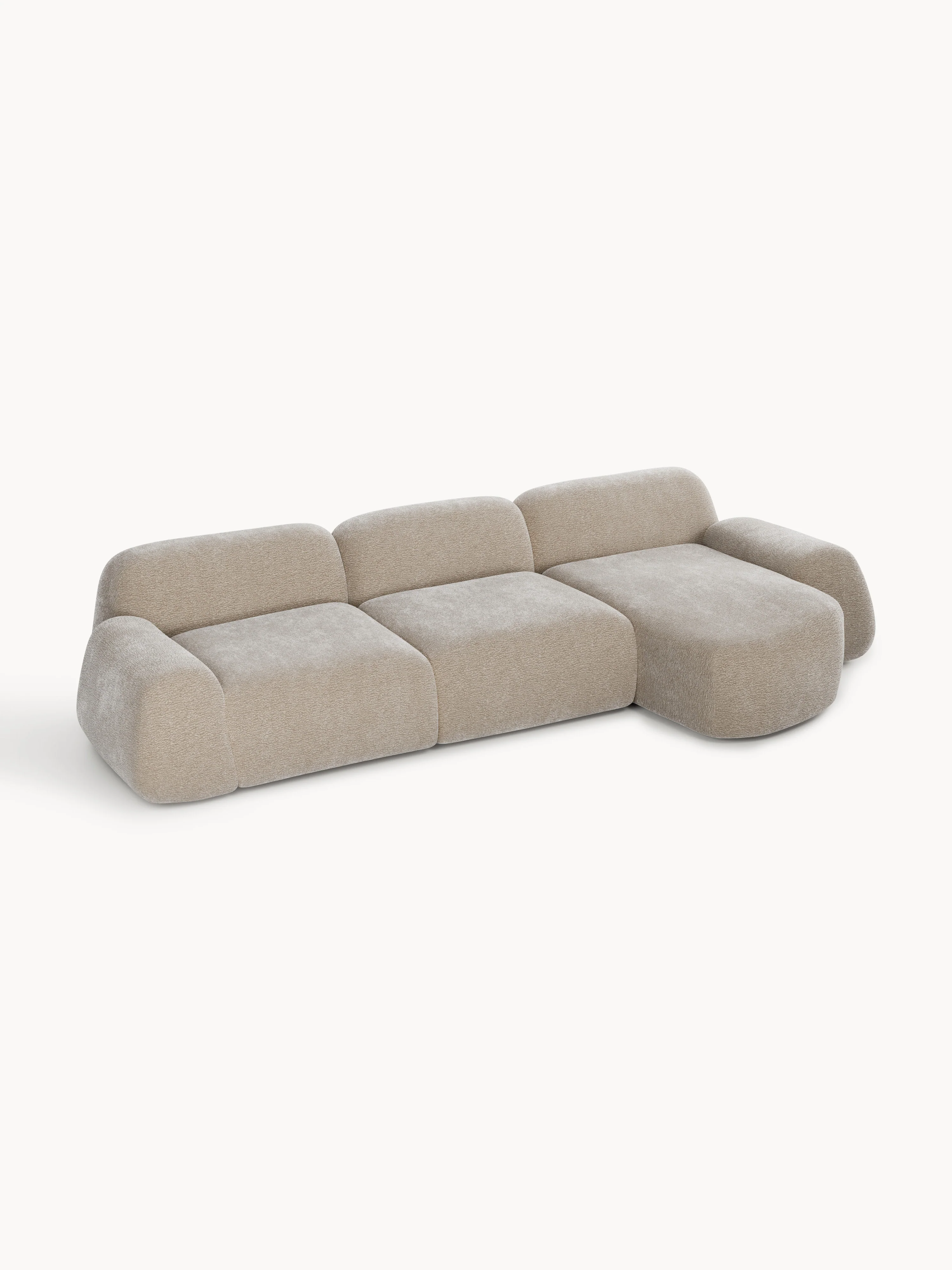 Modulaire teddy-hoekbank Wolke (4-zits)