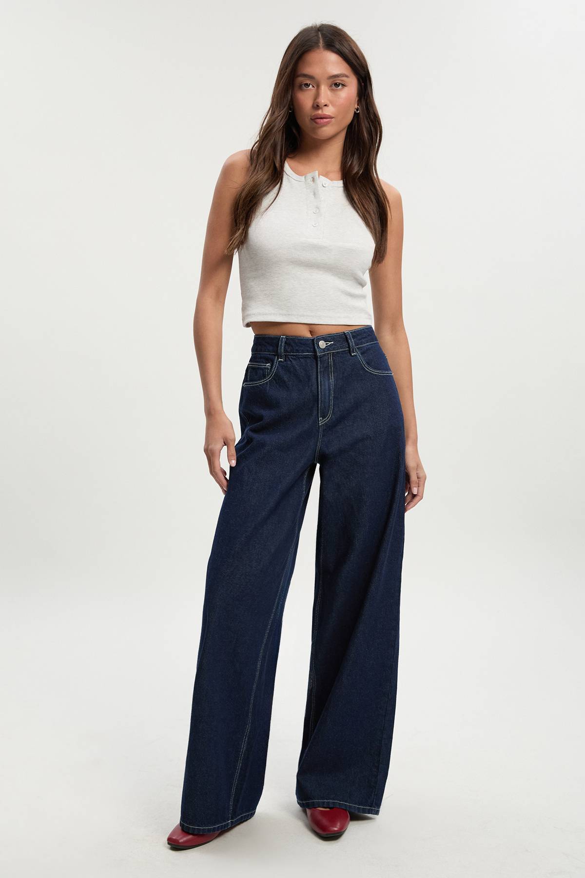 boohoo Jean skateur coupe ample à taille moyenne