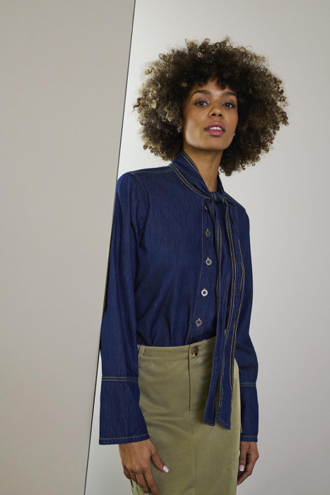 Culture blauwe dames blouse