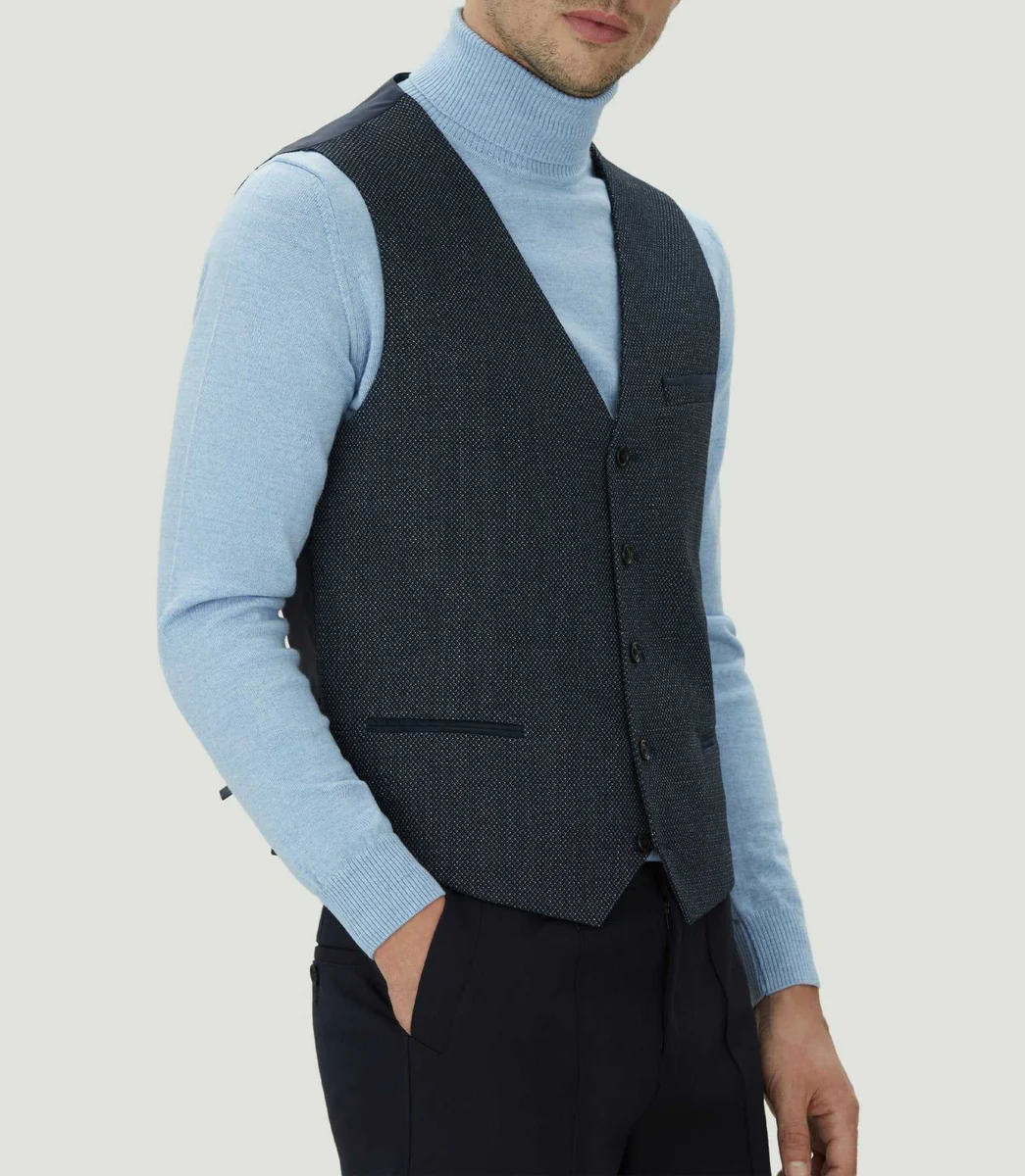 Gilet marine empiècements suède 