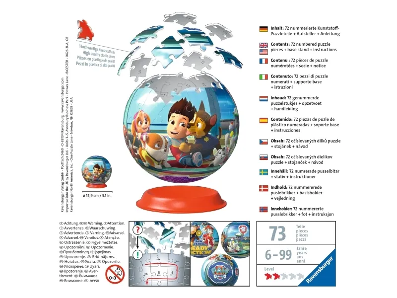 Paw Patrol 3D Puzzle-Ball - 72 brikker