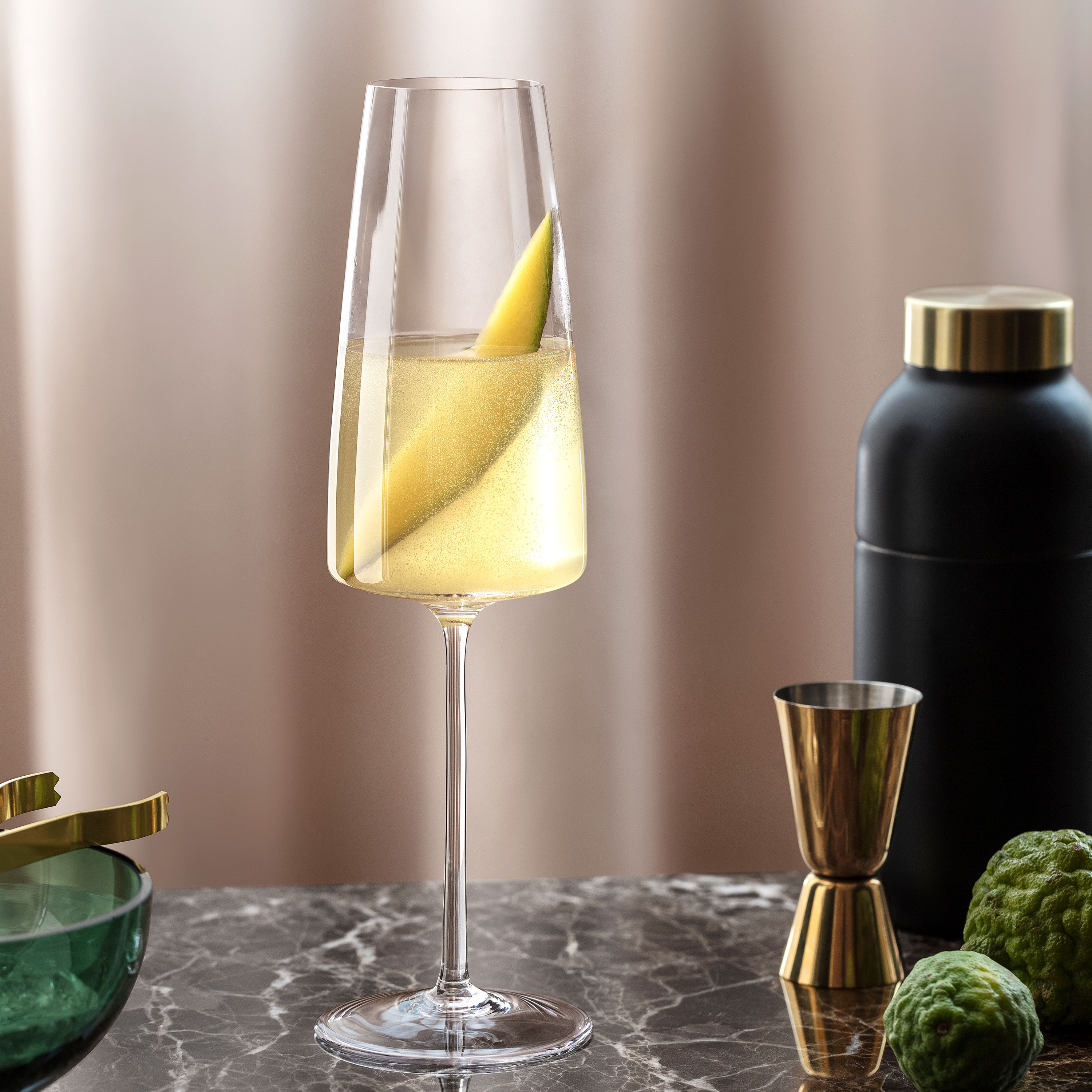 MetroChic Champagne glass Clear, 4.1 oz, crystal glass