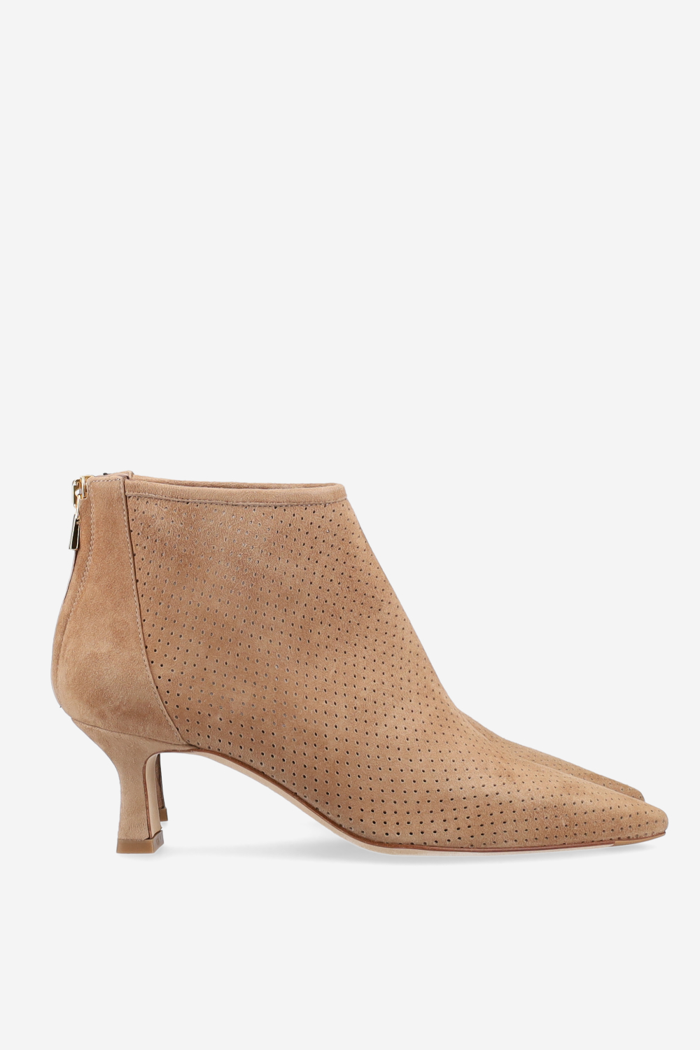 Perforated suede ankle boots