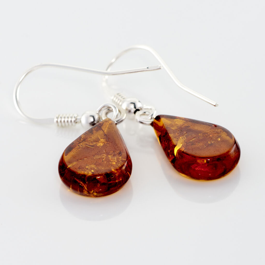 Boucles D'oreilles Pendantes Argent Blanc Mareme Ambre