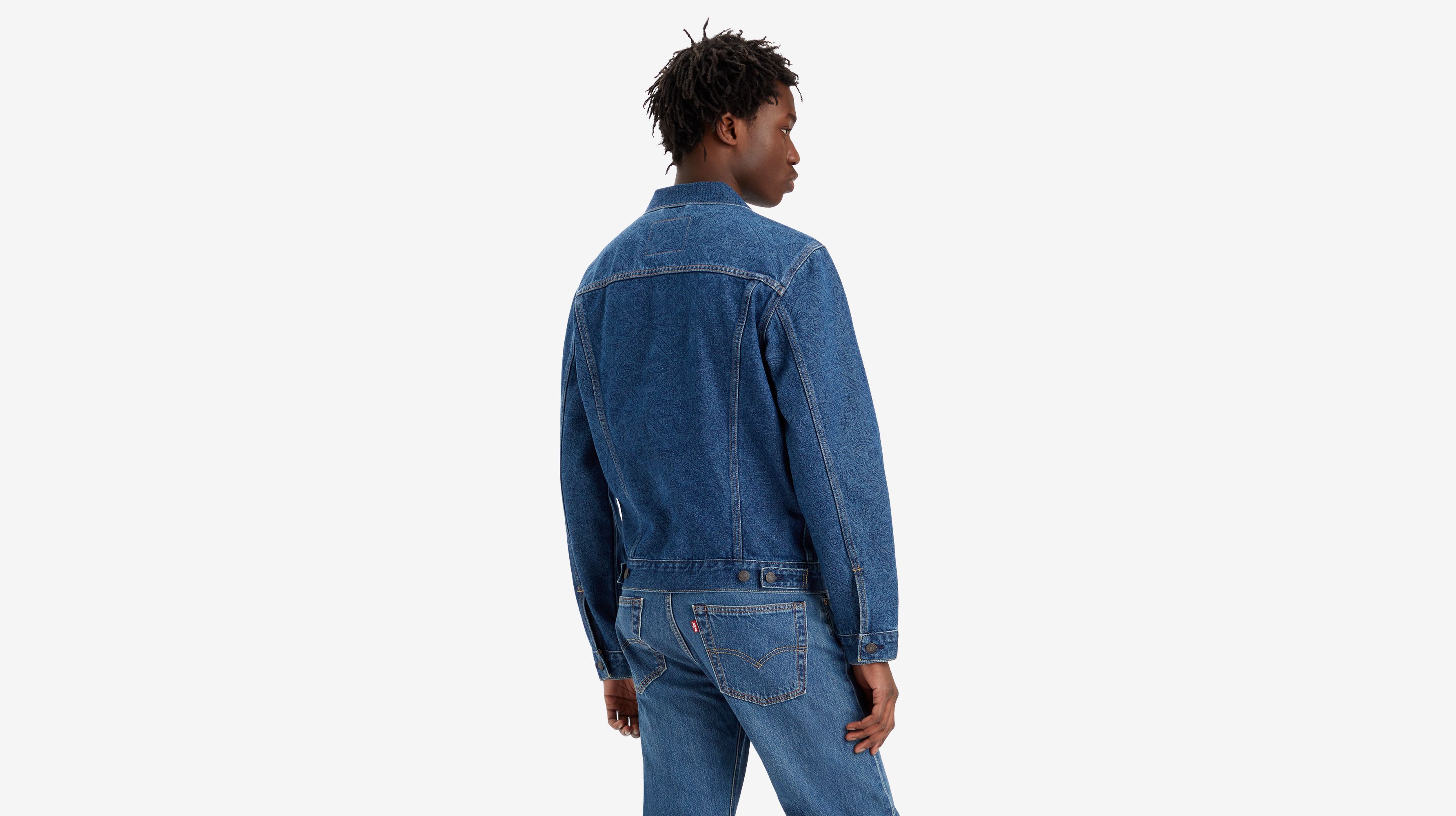 Veste Trucker - Watermarks Embossed - Bleu