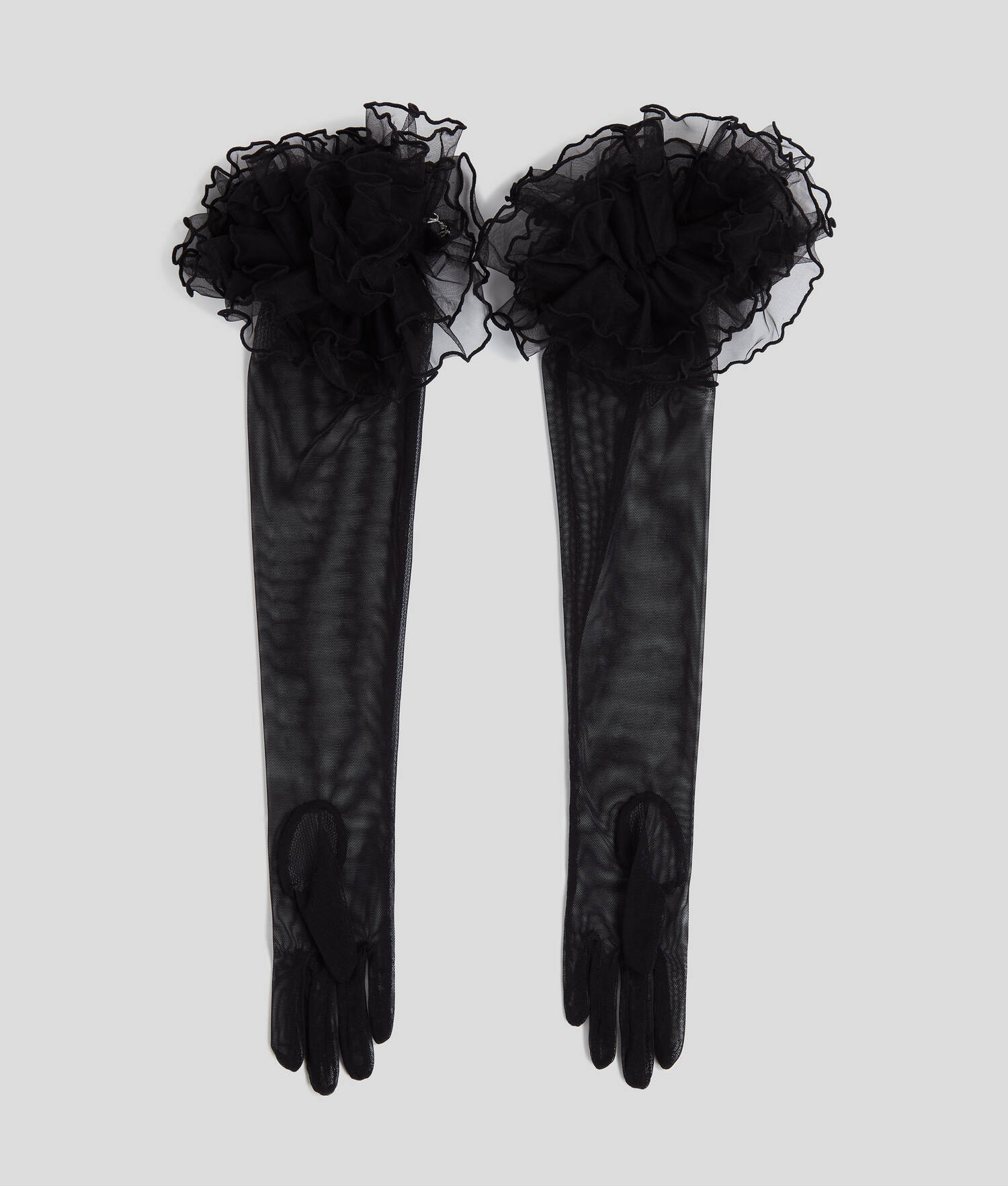 LONGS GANTS À VOLANTS K/SIGNATURE - Noir