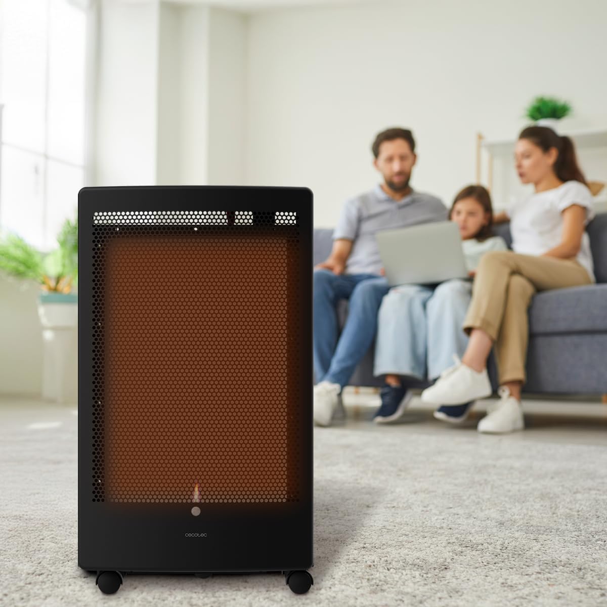 Cecotec ReadyWarm 5300 Catalytic Gasherd, 3000 W Leistung in 2 Stufen, gleichmäßige Hitze, Dreifach-Sicherheitssystem, kompatibel mit Gasflaschen mit 13 kg Kapazität, Griffe und 4 Rollen