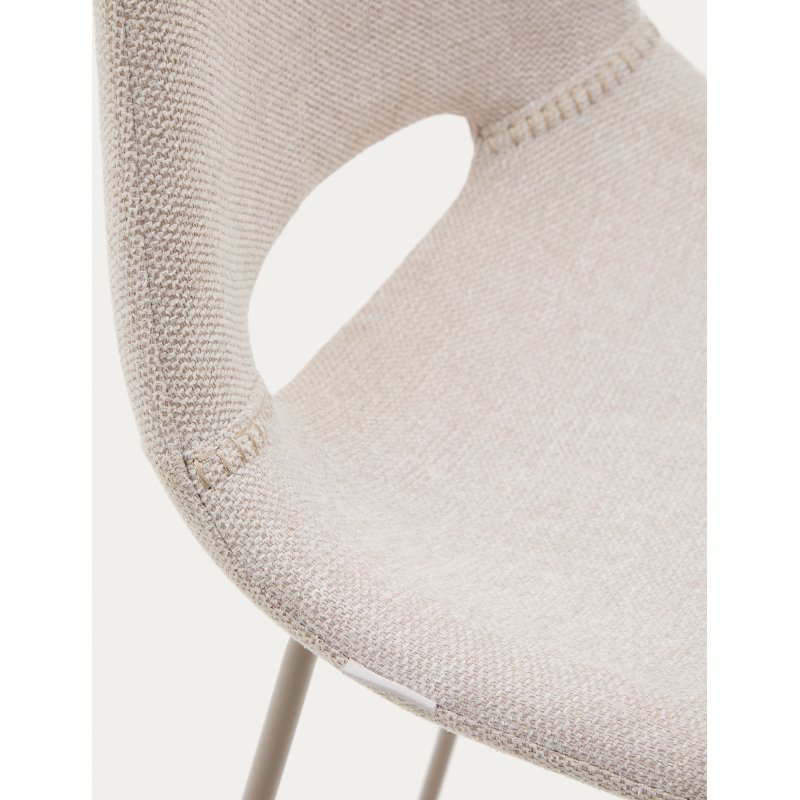 Tabouret Zahara beige et acier beige hauteur 65 cm