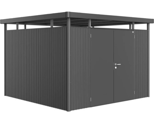 Biohort HighLine tuinhuis, maat H6, dubbele deuren, 314,3 x 314,3 cm, donkergrijs metallic