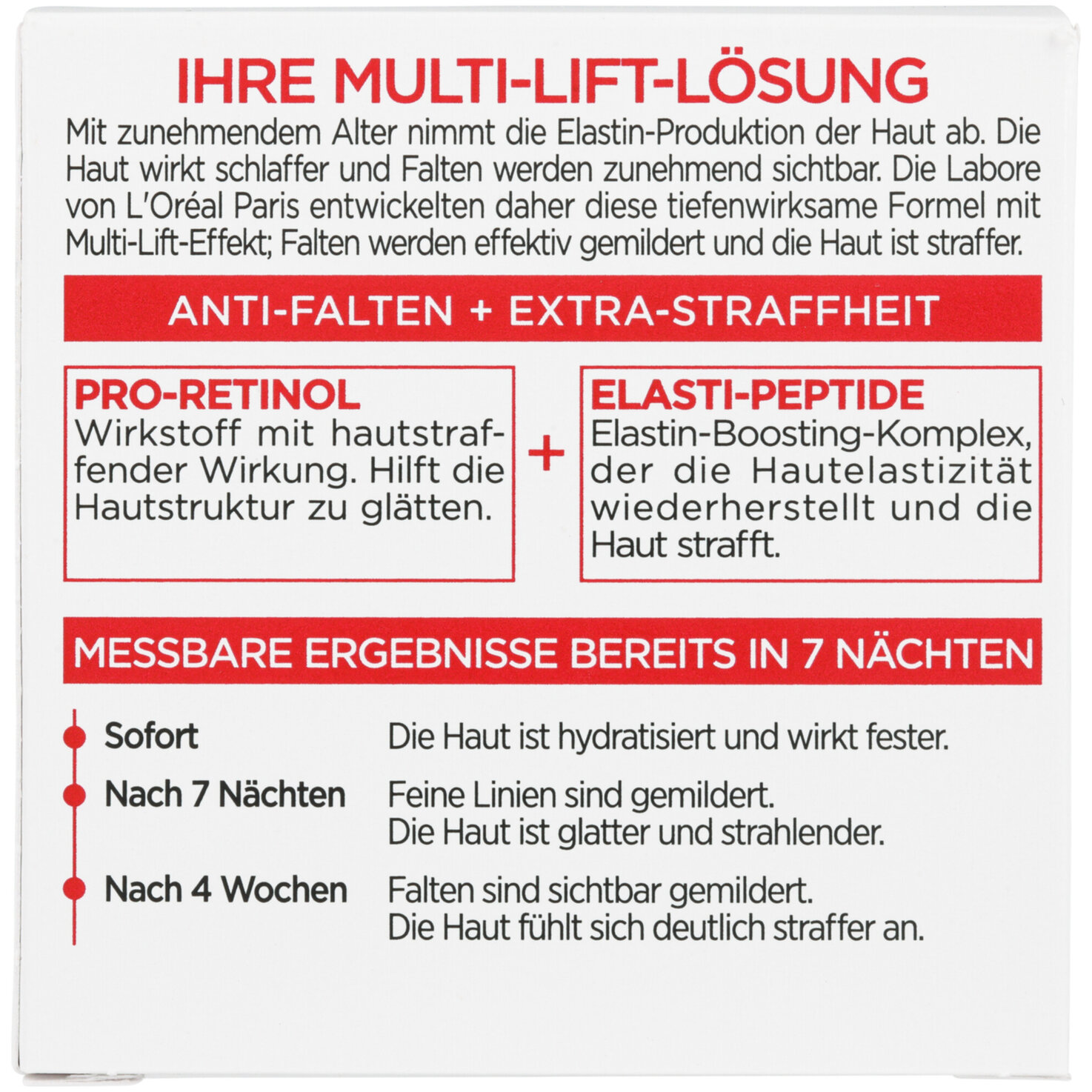 L'Oréal Paris RevitaLift Feuchtigkeitsspendende Nacht-Creme Multi-Lift, 50ml