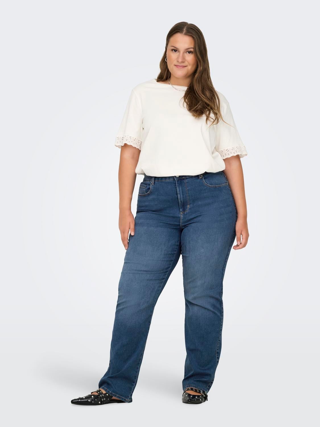 CARAUGUSTA Hohe Taille Gerade geschnitten Jeans Light Medium Blue Denim