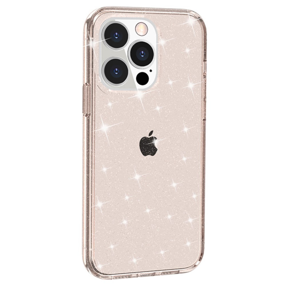 iPhone 15 Pro Max Hybrid Hardcase Schutzhülle im Glitzer Design - Gold / Transparent