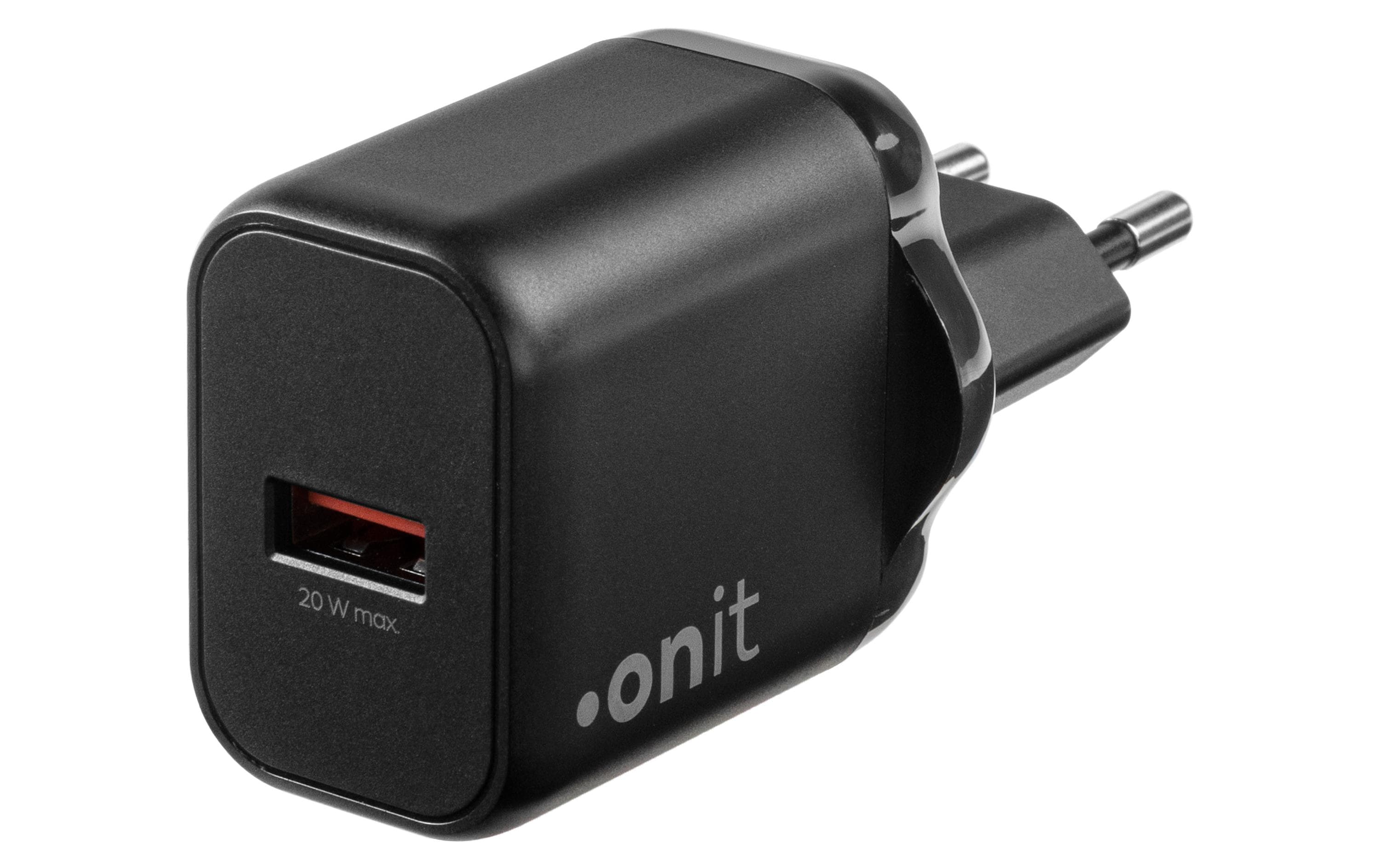 USB-Wandladegerät Single 1A 20 W GaN SchwarzLadeadapter mit einem USB-A-Port