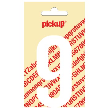 Pickup plakcijfer 9 wit mat 90 mm