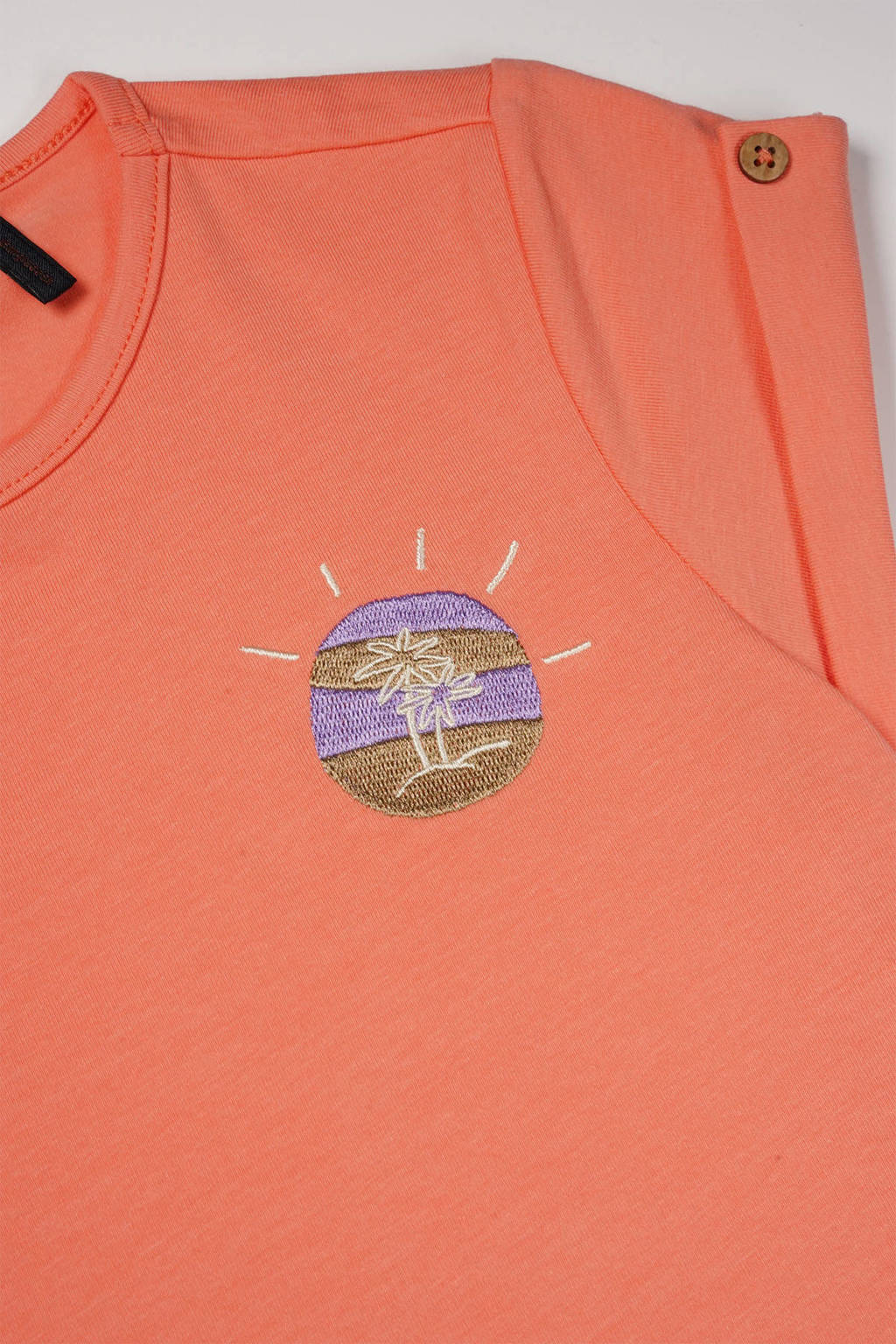 NONO T-shirt Kiki met printopdruk koraaloranje